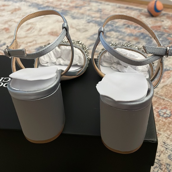 NWT-Badgley Mischka Women's Blaine Heeled Sandal, size 7.5, whisper blue satin - Picture 7 of 16